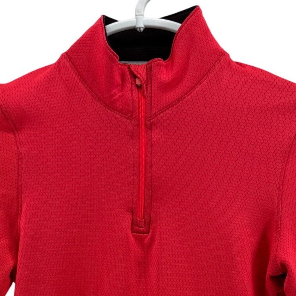 Under Armour ColdGear Red Honeycomb 1/4 Zip Pullover Thumbhole Fitted Small